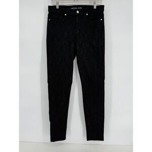 Michael Kors Izzy Skinny Black Embossed Snakeskin Jeans Size 8